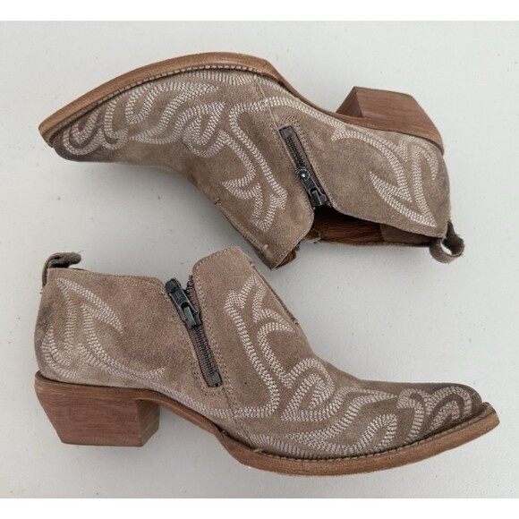 Frye Sacha Primrose Shooties Women Size 9 Tan Western Embroidered Ankle Boots - Picture 9 of 14